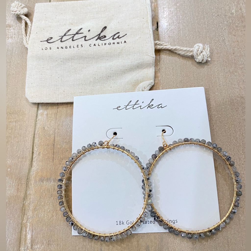 Ettika 18k Gold Plated Labradorite Hoop Earrings 65$